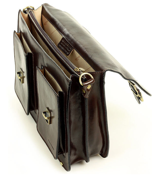 Vintažinis rankų darbo vyriškas odinis portfelis - Image 31